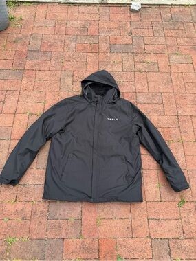 Tesla Black Hooded Performance Jacket with Tesla Logo